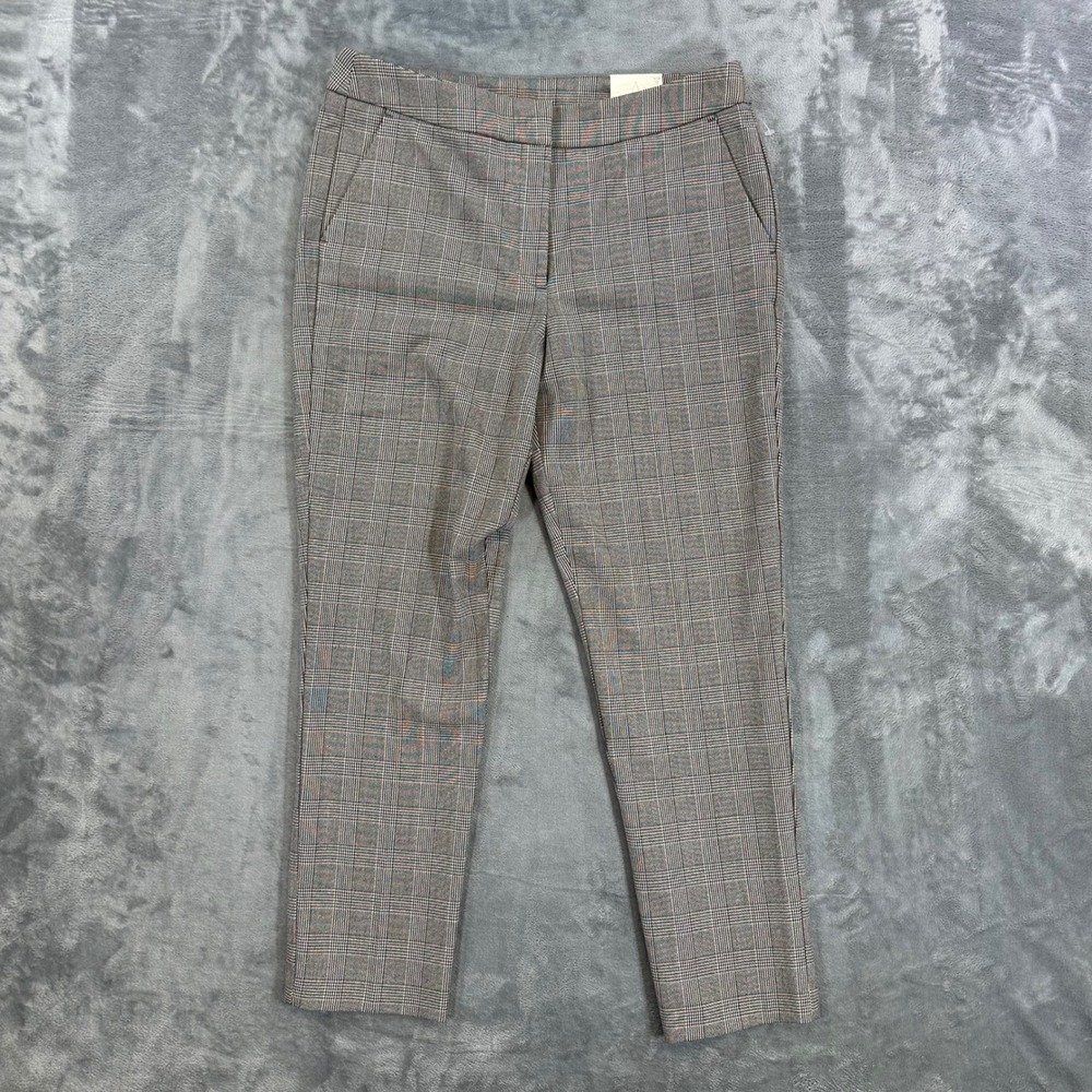 New Joie Hi-Rise Straight Leg Dress Pants Womens‎ Size 12 Brown Glen Plaid